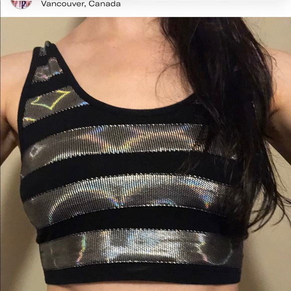 Chrome Striped Crop Top - Picture 2 of 3